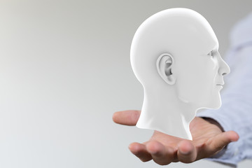 head with symbol neurons in brain.