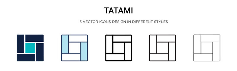 Tatami icon in filled, thin line, outline and stroke style. Vector illustration of two colored and black tatami vector icons designs can be used for mobile, ui, web - obrazy, fototapety, plakaty