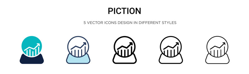Prediction icon in filled, thin line, outline and stroke style. Vector illustration of two colored and black prediction vector icons designs can be used for mobile, ui, web - obrazy, fototapety, plakaty