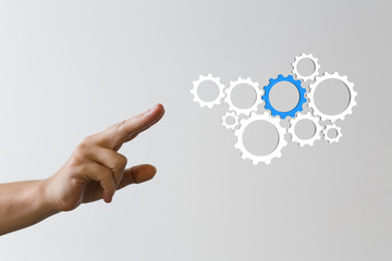 Business, Internet and technology concept. Business select gear icon on virtual screen.