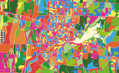 Fototapeta na wymiar Granby, Quebec, Canada, colorful vector map
