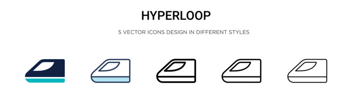 Hyperloop icon in filled, thin line, outline and stroke style. Vector illustration of two colored and black hyperloop vector icons designs can be used for mobile, ui, web