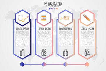 Medicine phamacy infographic set.Healthcare and medical research infographic set.Flat style.Modern flat design graphic concept, thin line icons set for web banners, websites.