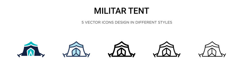 Militar tent icon in filled, thin line, outline and stroke style. Vector illustration of two colored and black militar tent vector icons designs can be used for mobile, ui, web © Digital Bazaar