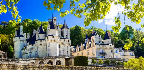 Poster Beautiful fairy tale Usse castle - famous castles of Loure valley, France © Freesurf