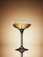 Minimal composition for dining and lifestyle concept. White wine glasses isolated on gold background. 3d rendering illustration.