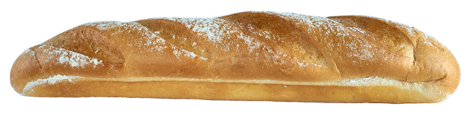 Bread baguette isolated on white background. Clipping path