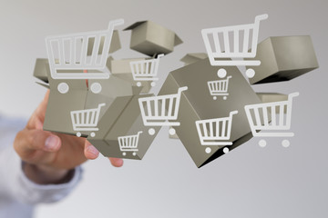 Transport Cardboard boxes, logistics and delivery concept digital  3d.