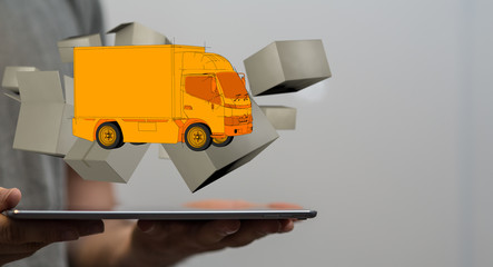 Transport Cardboard boxes, logistics and delivery concept digital  3d.