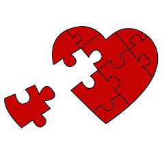 Puzzled heart with one missed piece