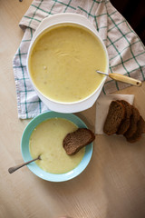 mashed potato soup with bread