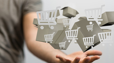 Transport Cardboard boxes, logistics and delivery concept digital  3d.