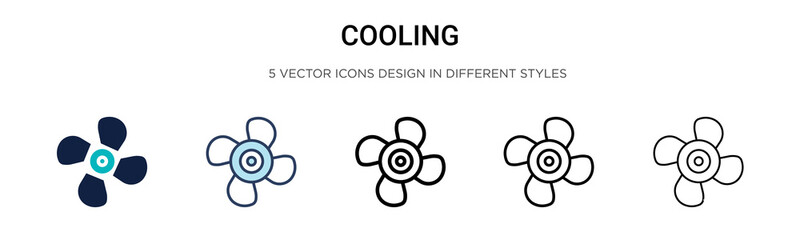 Cooling icon in filled, thin line, outline and stroke style. Vector illustration of two colored and black cooling vector icons designs can be used for mobile, ui, web