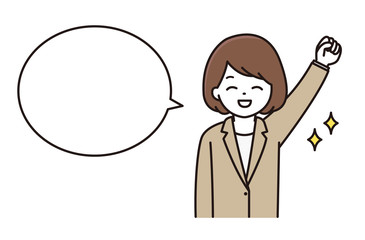 スーツ 女性 吹き出し イラスト