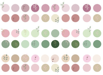neutrals color palette and abstract flowers, procreate  swatches, workpiece icons