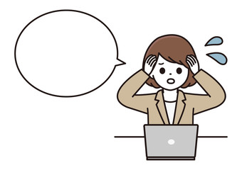 スーツ 女性 パソコン 吹き出し イラスト