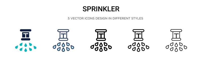 Sprinkler icon in filled, thin line, outline and stroke style. Vector illustration of two colored and black sprinkler vector icons designs can be used for mobile, ui, web