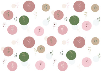 pattern neutrals color circles and abstract flowers