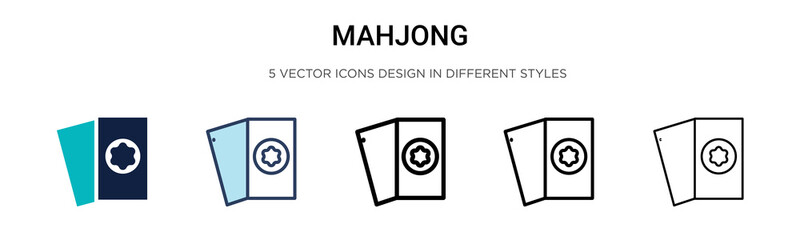 Mahjong icon in filled, thin line, outline and stroke style. Vector illustration of two colored and black mahjong vector icons designs can be used for mobile, ui, web