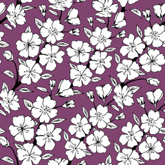 Seamless pattern with cherry blossoms
