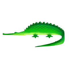 African crocodile, green alligator colorful cartoon illustration. Isolated on white background.
