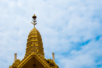 The roof of the shrine against the sky