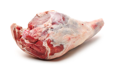 Raw lamb leg on white background © zcy