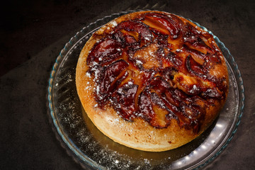 sweet freshly baked apple biscuit cake with sugar