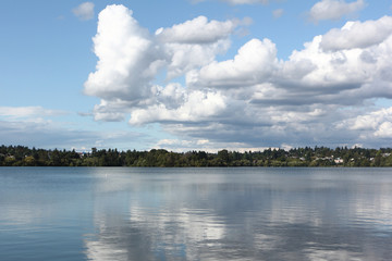 Fototapeta na wymiar Lake Green in the City Park Seattle, Washington, USA