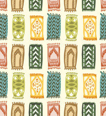 Prayer Mats seamless pattern. Islamic Rugs.