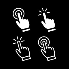 Set of hand pointer or cursor mouse clicking flat icon symbol