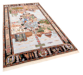 Old and modern Persian Colourful Arabesque and handmade carpet, rug gelim, and Gabbeh with the...