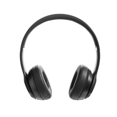 Black wireless headphone on white background. Headphone isolated on a white background, product...