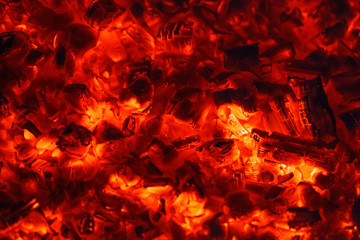 Fototapeta na wymiar burning coals in the barbecue