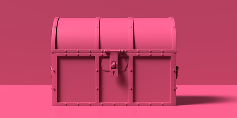 Treasure chest closed pink monochrome background. 3d illustration © Rawf8