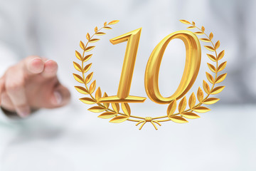 10 Digital number Years Anniversary 3d background.