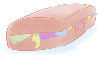 Suitcase with clothes hanging out