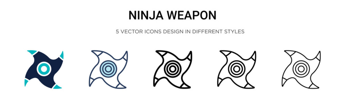 Ninja weapon icon in filled, thin line, outline and stroke style. Vector illustration of two colored and black ninja weapon vector icons designs can be used for mobile, ui, web