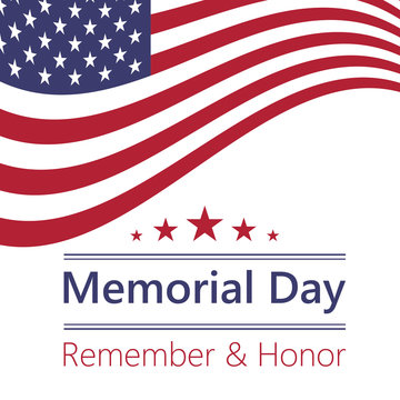 USA Memorial Day, Remember and honor with American flag. Vector illustration.