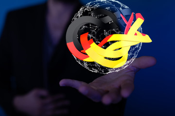 Abstract of germany map network, internet and global connection concept, Wire Frame 3D