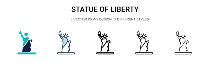 Statue of liberty icon in filled, thin line, outline and stroke style. Vector illustration of two colored and black statue of liberty vector icons designs can be used for mobile, ui, web © Digital Bazaar