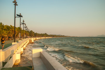 The beach by the sea at sunset in Thailand