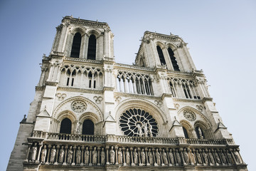 Fototapeta na wymiar Towers of Notre Dame in sunny summer