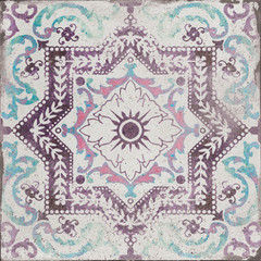 Traditional ornate portuguese Seamless azulejos tile, moroccan pattern tile, ceramic wall and floor tile