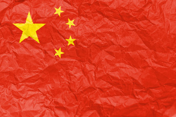 china flag paper crumpled