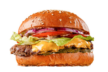 21 burger on a black background for the menu. Black and white burgers with meat, chicken cutlet, salad, egg.