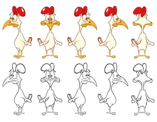Gordijnen Cute Cartoon Character Cock. Coloring Book Outline  © liusa