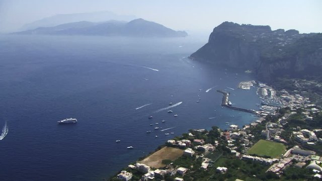 Aerial view of Capri Island coast and clifs