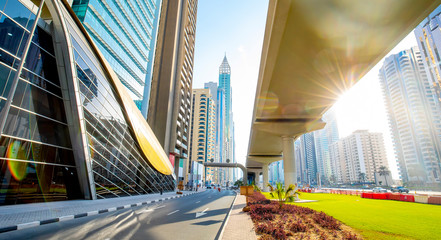 Dubai city center skyline and Sheikh Zayed Road
