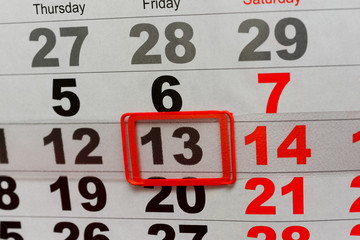 Friday the 13th on the calendar